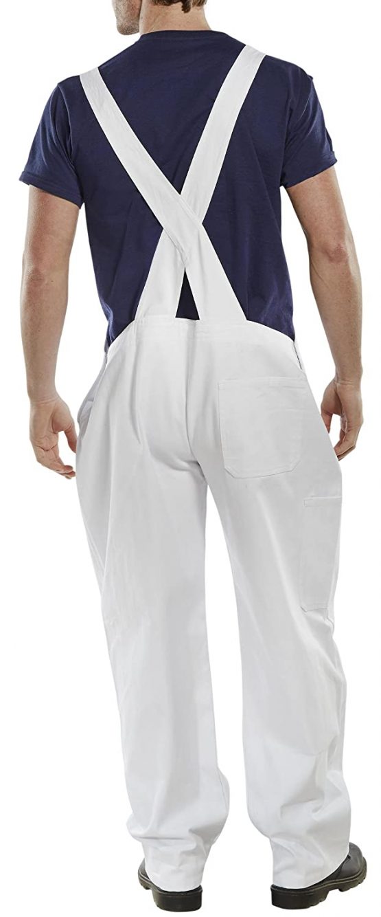 COTTON DRILL BIB AND BRACE WHITE 34 - Image 2