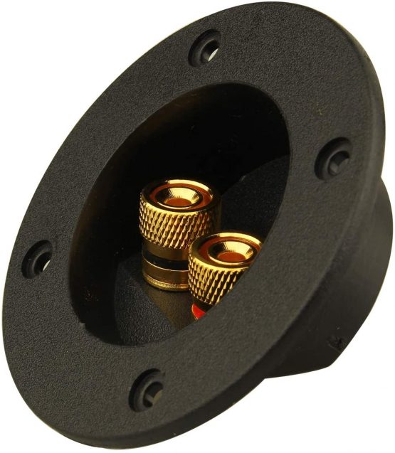 Jopto 2PCS 2-Way Speaker Box Terminal DIY Home Car Stereo Binding Post Round Spring Cup Connectors Subwoofer Plugs Professional Speaker Junction Box Back Panel Universal Terminal Block (Black) - Image 3