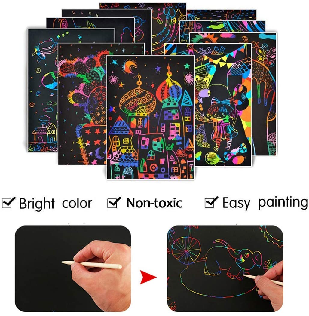 Scratch Art Note Paper for Kids, KY-Tech 3 Packs Scratch Art Notes ...