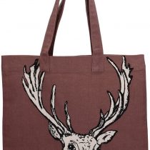Creative Tops "Into the Wild" Deer - Print 16 x 14” 100% Cotton Decorated Canvas Tote Bag – Red/Purple