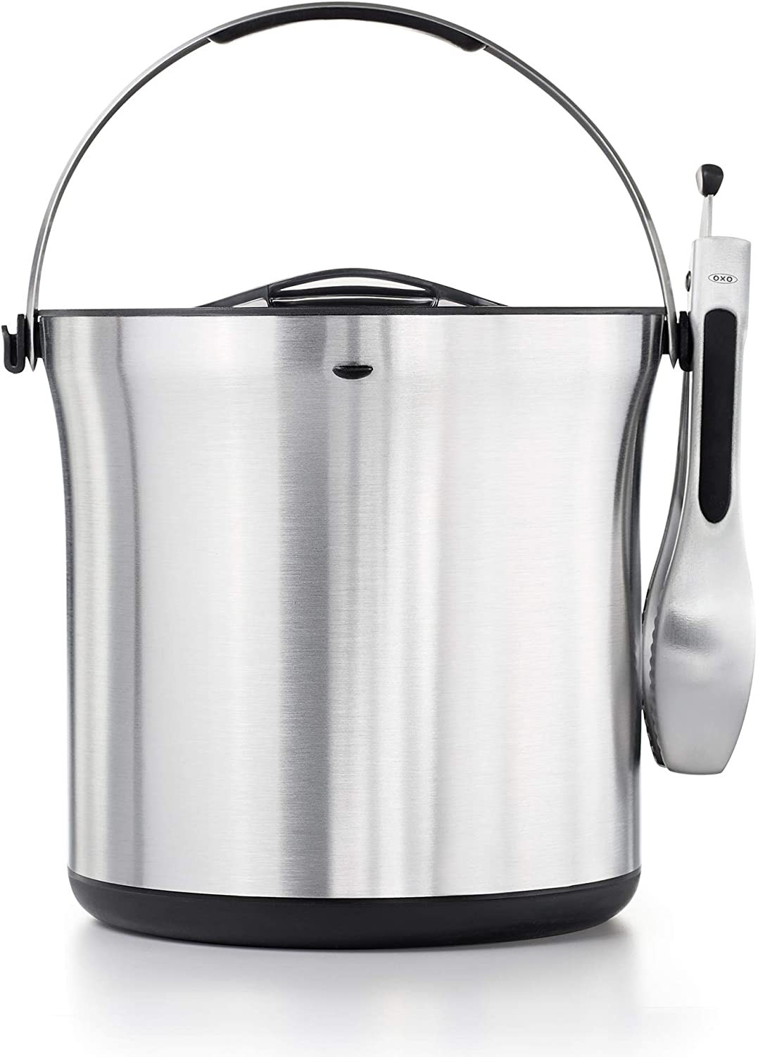 OXO Steel Ice Bucket and Tong Set, Silver, 4 quart