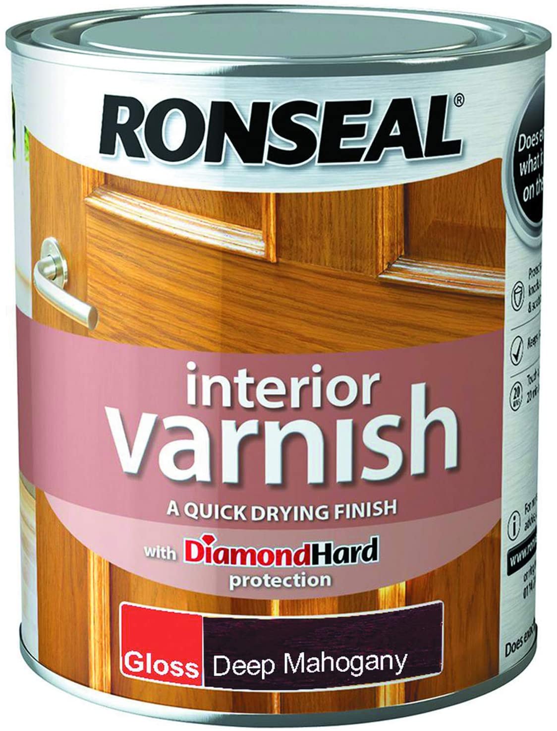 Ronseal Interior Varnish Deep Mahogany Gloss 750ml, Various colours