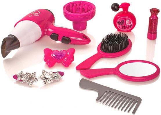 Style Girlz Salon Hair Styling Set with Battery-Operated Hair Dryer and Vanity Case in Gift Box - Pretend Play Toys For Girls Age 3-6 - Image 4