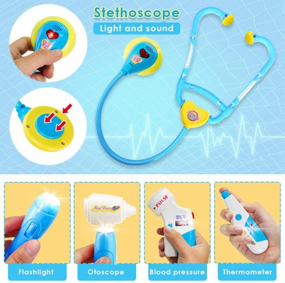 BUYGER Kids Doctors Set Case for Kids Educational Toys for 3 Year Old Boys Medical Play Fancy Dress Up Clothes for Boys, Girls - Image 3
