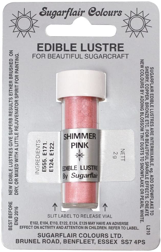 Sugarflair SHIMMER PINK Edible Lustre Dust Powder, Cake Decorating Shimmer, Add a Shimmering Sheen to Cake Decorations, Bakes