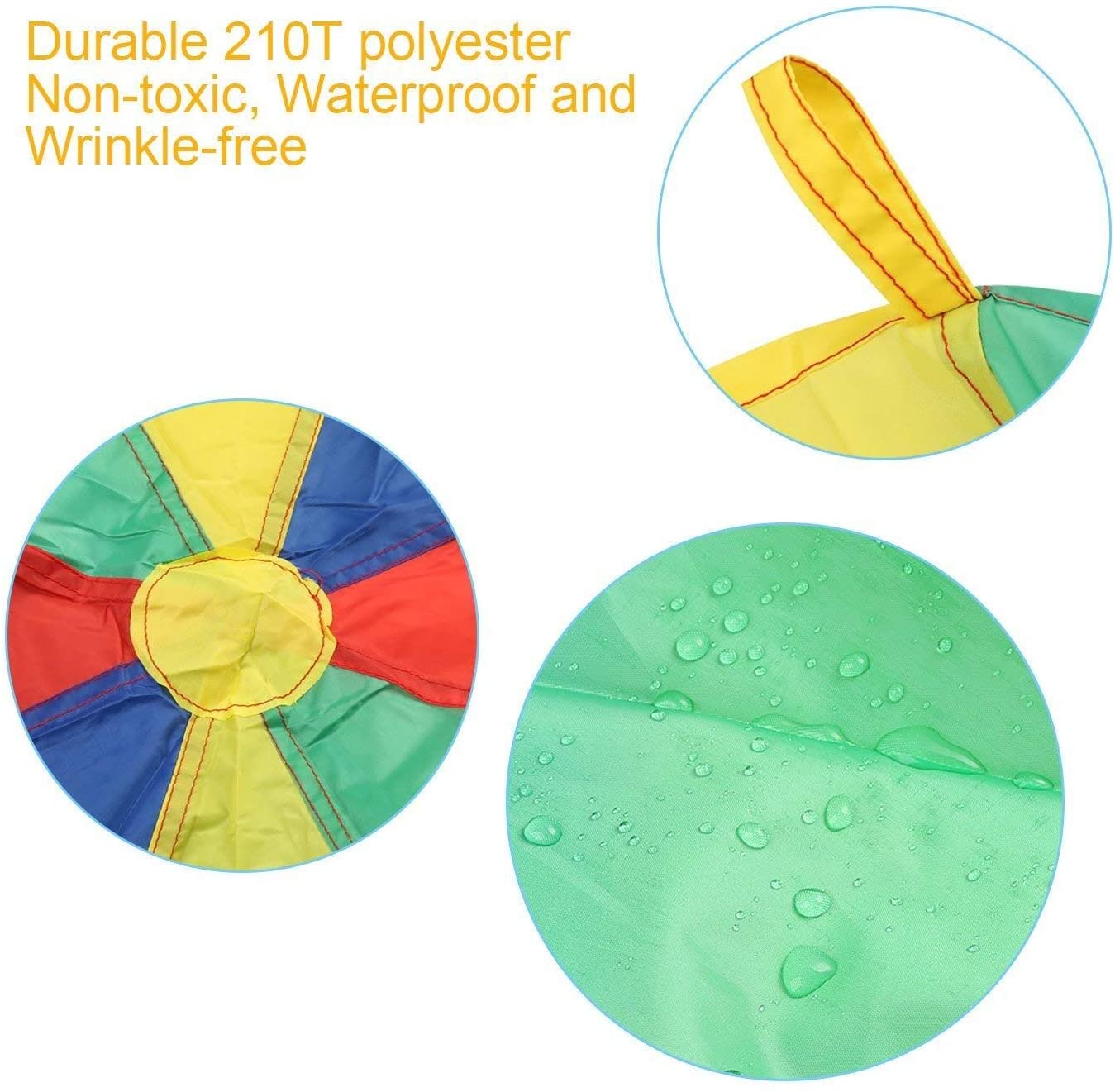 LEADSTAR Kids Play Parachute Multicolored Play Tent with 8 Handles,Kids Rainbow Parachute Toy,Outdoor Indoor Play Equipmen Lawn Games Picnic Blanket Mat(6Ft) - Image 3
