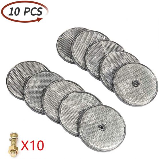 ETUKER 10 Pack Rear Reflector, Round Rear Reflectors Screw on Safety Reflective, Post Reflectors, Reflectors For Gate Posts for Caravan/Truck/Trailer/Boat/Motorcycle Fence Gate Posts(Yellow)