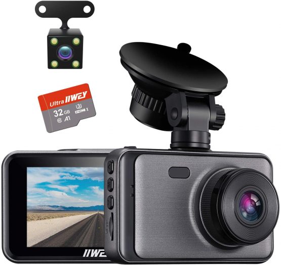 iiwey 4K Dash Cam Front Rear with WIFI GPS, Upgraded Front 4K Rear 1080P or Single Front 4K 2160p@30fps Car Camera, 3” Touchscreen Dashboard Camera, Sony Night Vision, Parking Monitor, App Control