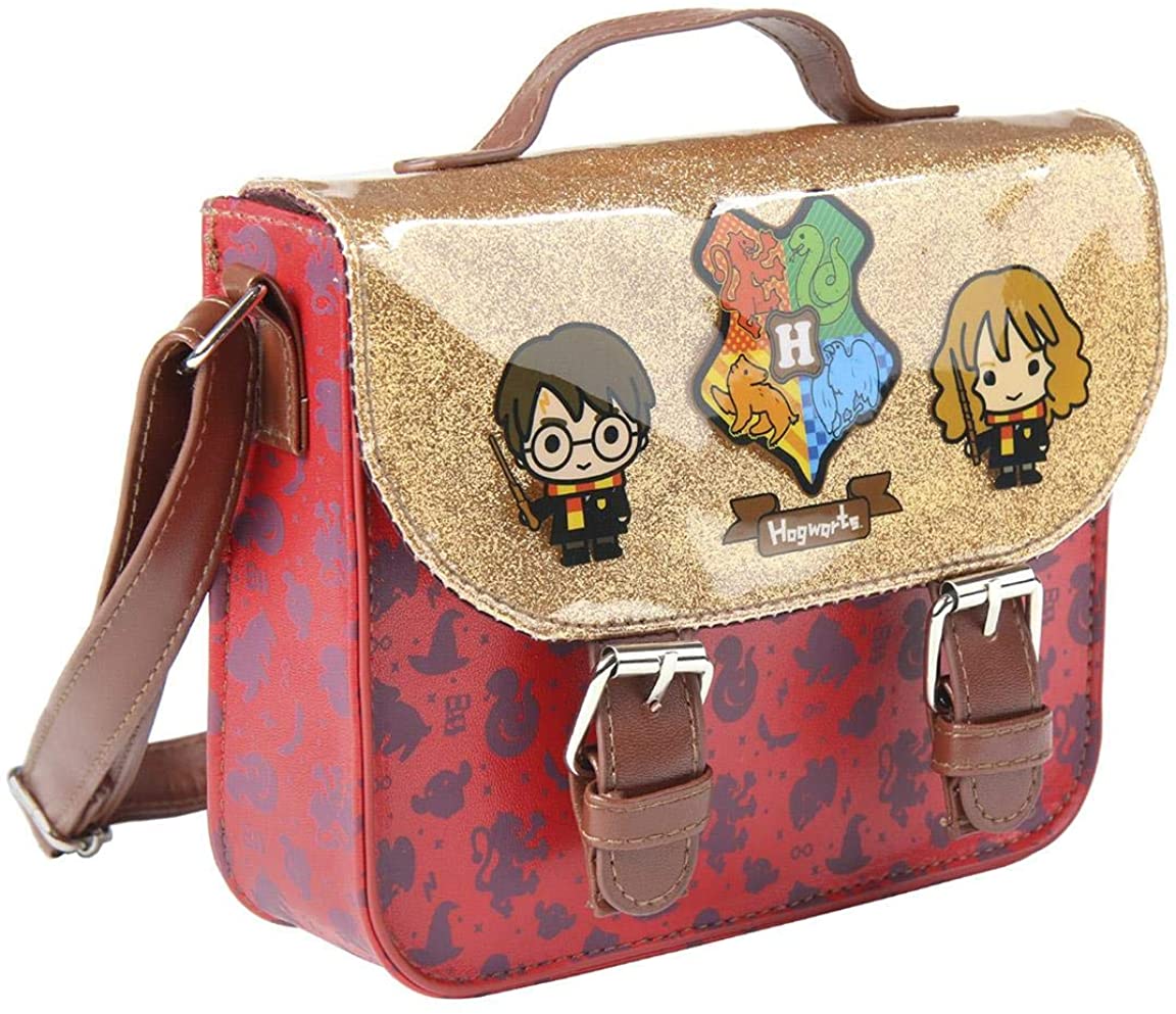 Harry Potter Bag, Hogwarts Girls School Bag, Crossbody Bag, Backpack for Kids Harry Potter Chibi Print, Glitter Satchel Bag