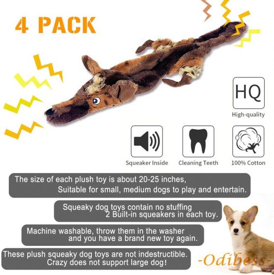 Newthinking Squeaky Dog Toys, 4 Pack No Stuffing Durable Plush Dog Squeaky Chew Toys Set for Puppy Small Medium Dogs Playing Making Fun - Image 2