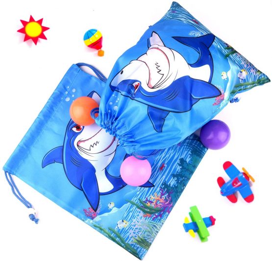FEPITO 12 Pack Shark Party Favors Bags Shark Drawstring Bags Bulk Goodie Bags - Image 4