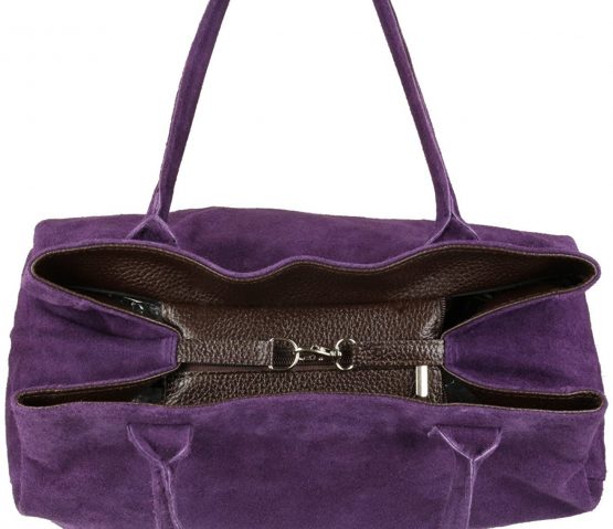 Girly Handbags Genuine Italian Suede Leather Expandable Shoulder Bag - Image 4