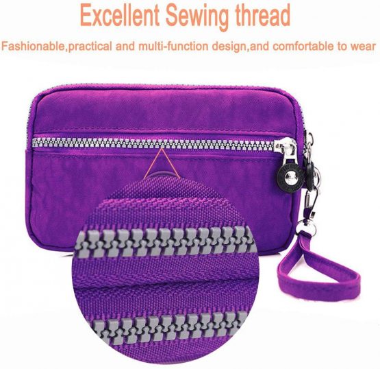 LassZone Women's Nylon Smartphone Wristlets Bag Three Zipper Long Clutch Wallets Purses for Cellphone, Card, Cash, Coin, Bills - Image 4