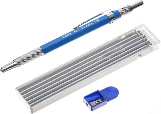 Leda Art Supply Mechanical Pencil Set with 12-piece 5B Lead Refill and Sharpener