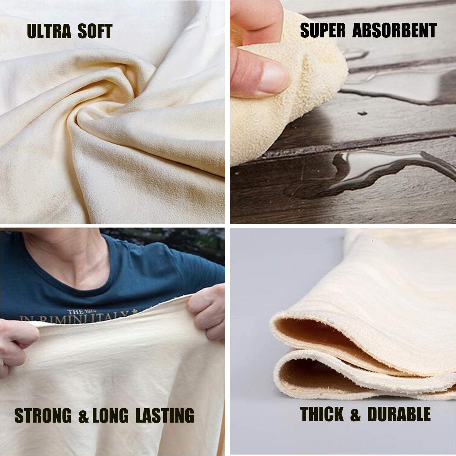 HIDMD Premium Grade Natural Chamois Leather 2 Pack 40X50CM Car Drying Chamois Cloths Perfect for drying off the whole car glass - Image 3