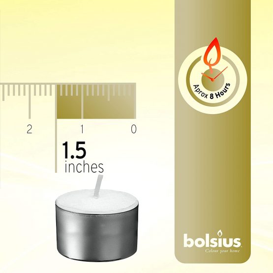 Bolsius 8 Hour Burning Tealights, Pack of 50, White, 7x18x32 cm - Image 2