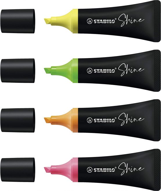 Highlighter - STABILO Shine Wallet of 4 Assorted Colours - Image 3