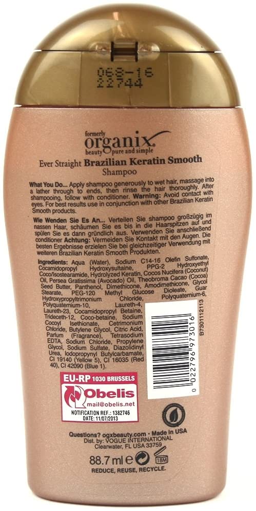 OGX Ever Straightening + Brazilian Keratin Smooth Travel Size Shampoo 88.7 ml, natural, 88.7 ml (Pack of 1) - Image 2