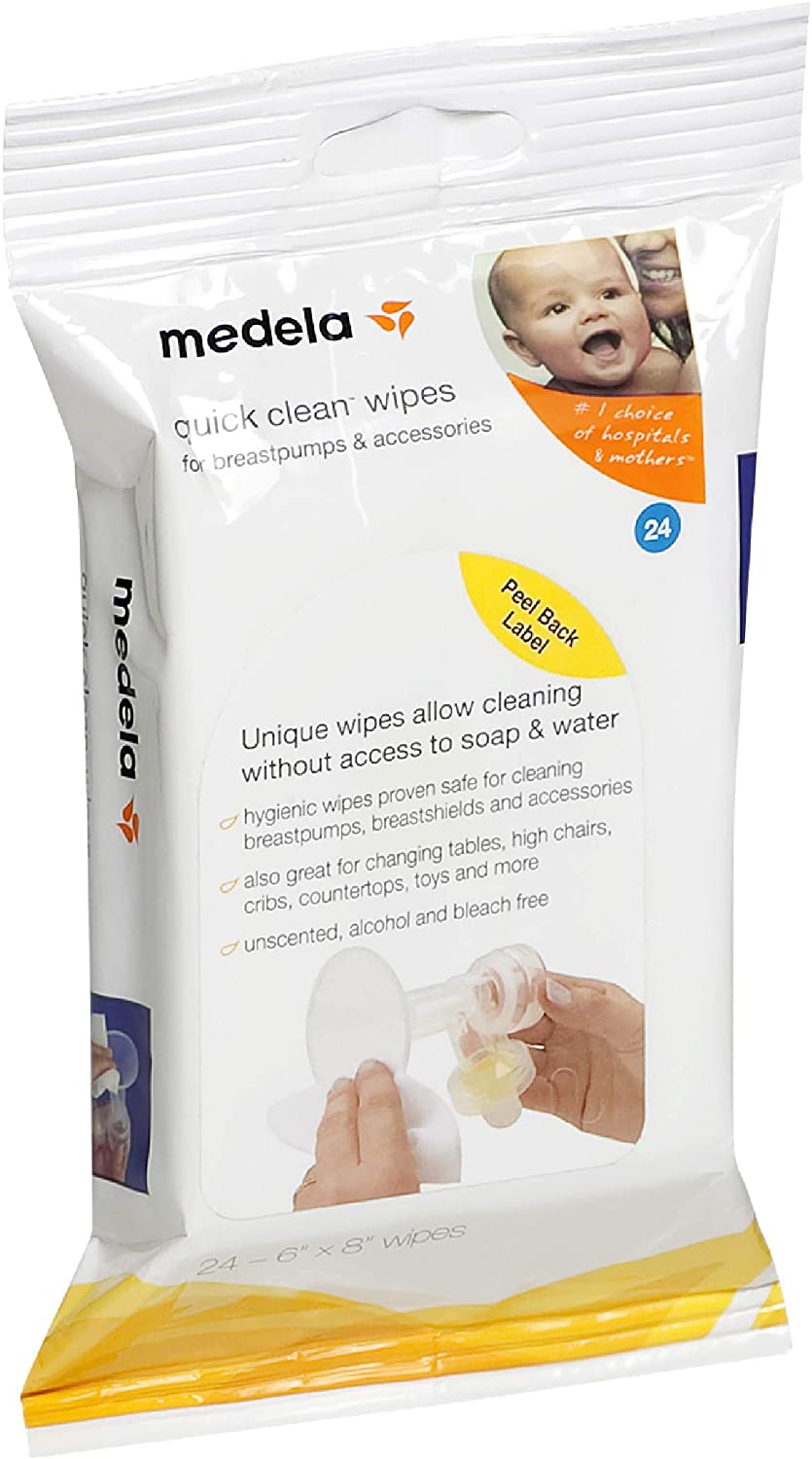 Medela Quick Cleantm Breastpump & Accessory Wipes, 1 count (Pack of 24)