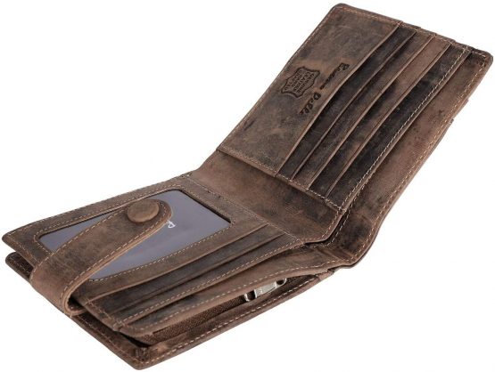 Leather Mens Wallet with RFID-RFID Leather Wallets for Men Designer BUONO PELLE Genuine Real Leather Wallet with Large Zip Coin Pocket/Pouch Gift Boxed (Distressed Brown) - Image 4