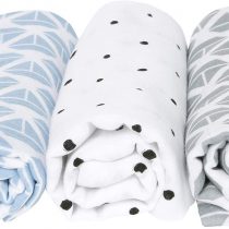 Motherhood Premium Burp Cloths, Cloth Nappies, Muslin Nappies, Set of 3, 謐o-Tex Standard 100, 100% Pure Cotton, 70 x 80 cm, s Blue