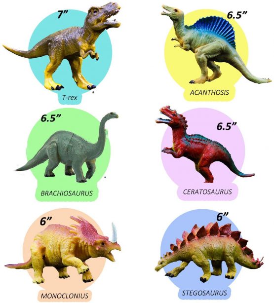 GuassLee Realistic Dinosaur Figure Toys - 6 Pack 7” Large Size Plastic Dinosaur set for Kids and Toddler Education, Including T-rex, Stegosaurus, Monoclonius, etc - Image 2