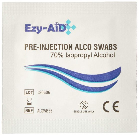 Ezy-Aid 100 Pre Injection Alcohol Skin Cleansing wipes Swabs, 70% Alcohol wipes