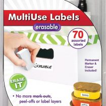 Jokari 47802 - Label Once Erasable Multi-Use Labels Starter Kit with 70 labels, Eraser and Pen