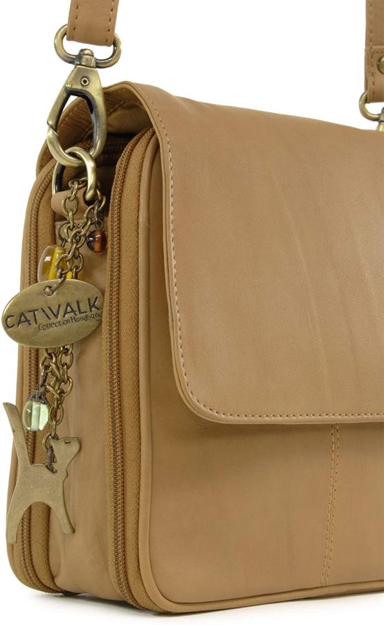 Catwalk Collection Handbags - Women's Leather Cross Body Shoulder Bag - Organiser Messenger with Long Adjustable Strap - TEAGAN - Image 4