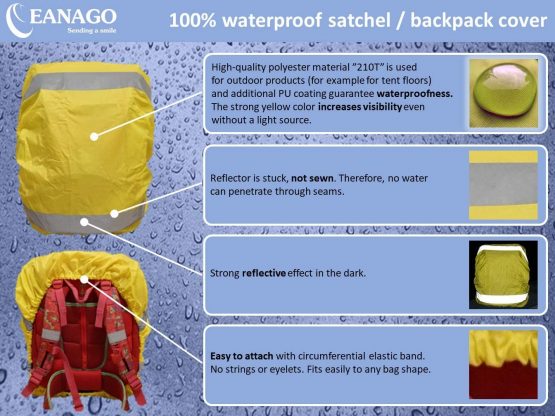 EANAGO Premium School Bag/Backpack Rain Cover Seamless 100% Waterproof with Safety Reflective Image - Image 3