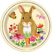 Unique Party 72634 - 18cm Floral Easter Bunny Paper Plates, Pack of 8