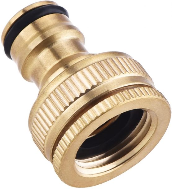Brass Hose Tap Connector 1/2 Inch to 3/4 Inch, Garden Water Hose Thread Pipe Tap Faucet Adapter
