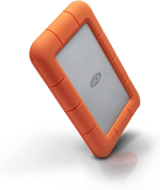 LaCie Rugged Mini 2 TB External Hard Drive Portable HDD – USB 3.0 USB 2.0 Compatible, Drop Shock Dust Rain Resistant Shuttle Drive, for Mac and PC (LAC9000298), Aluminium, Orange - Image 2