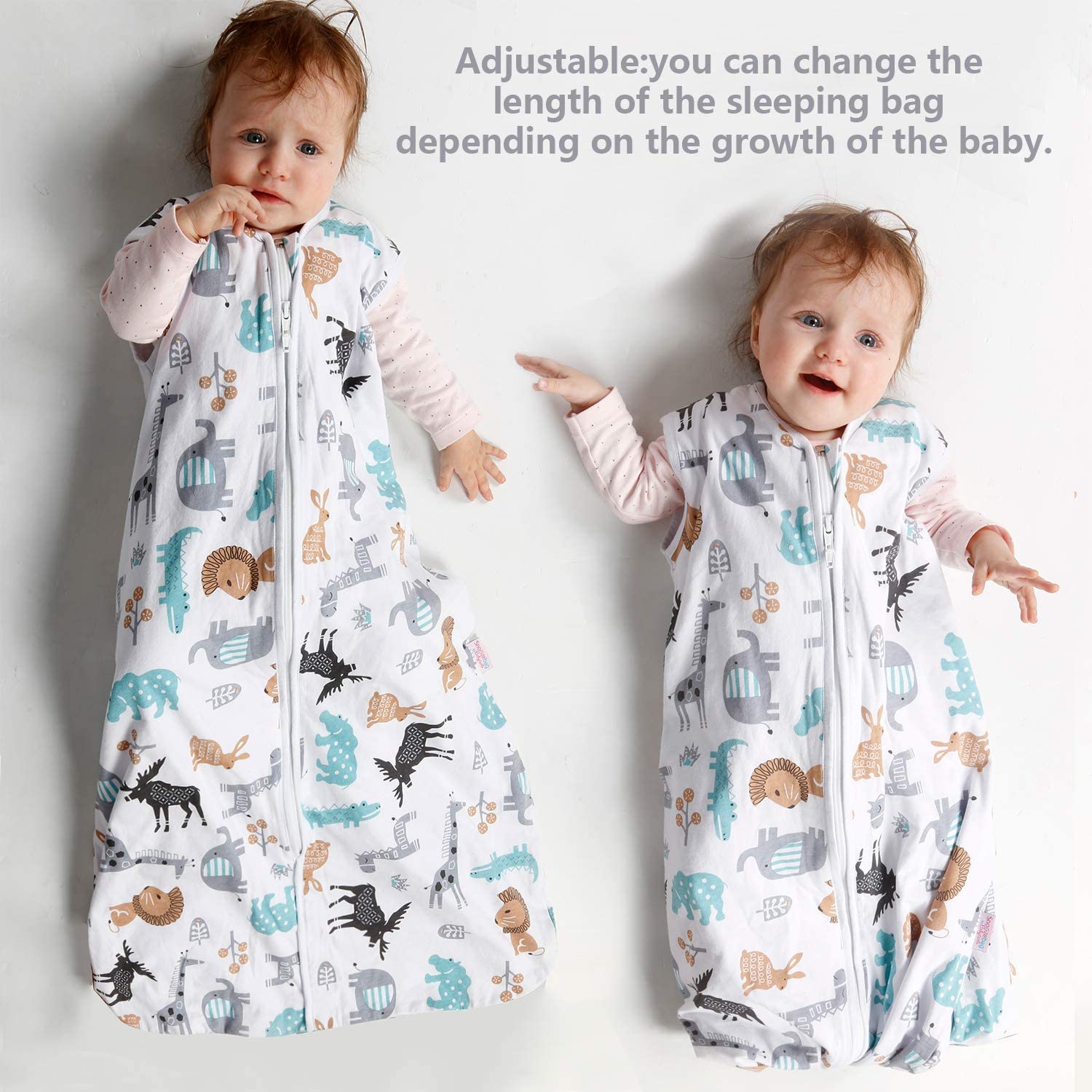 Lictin Baby Sleeping Bag 0.5 Tog-100% Cotton 2 PCS Baby Wearable Blanket Sleeping Sack with Adjustable Length 85-105cm for 18 to 36 Months Toddler - Image 4