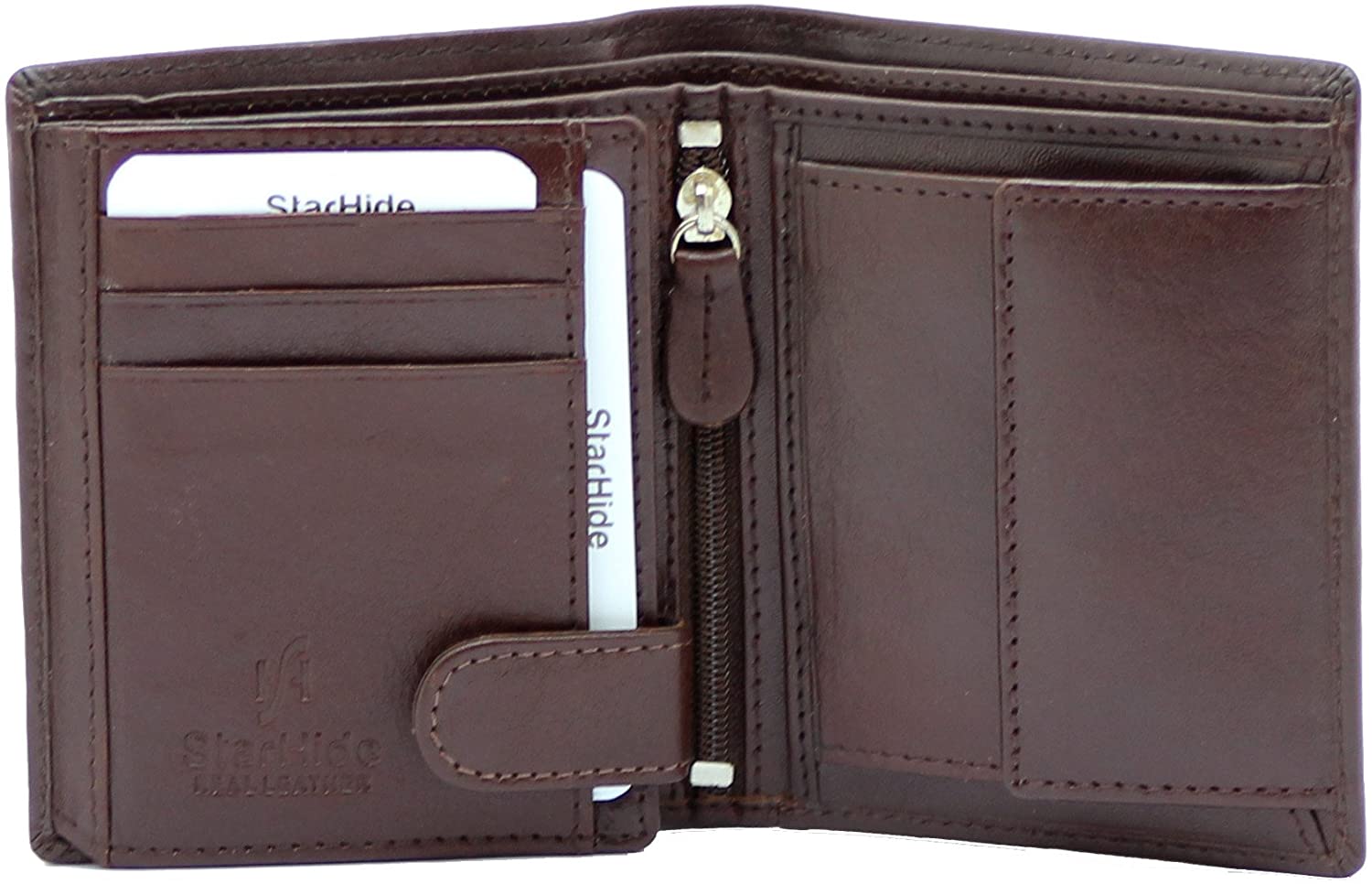 STARHIDE Premium Small Leather Wallet with RFID Protection - Guard Your Cards from Electronic Theft - Gift Boxed - ART-830 (Brown) - Image 2