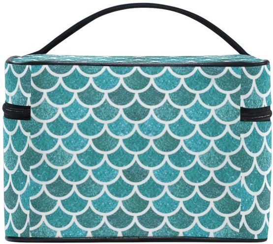 Moyyo Mermaid Scales Glitter Fish Hanging Makeup Bag Large Cosmetic Case Cosmetic Organizer Cosmetic Beauty Bag Travel Makeup Case Toiletry Organizer Bag Makeup Bags for Teenage Girls Kid Women - Image 4