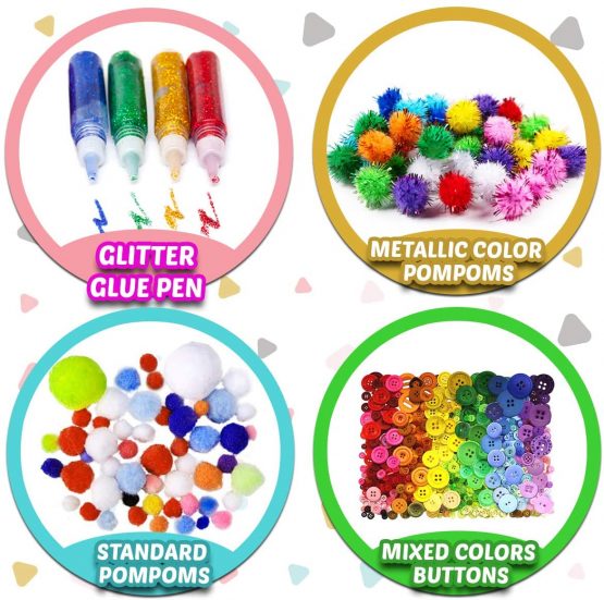 FunzBo Arts and Crafts Supplies for Kids - Craft Art Supply Kit for Toddlers Age 4 5 6 7 8 9 - All in One D.I.Y. Crafting School Kindergarten Homeschool Supplies Arts Set Christmas Crafts for Kids - Image 3
