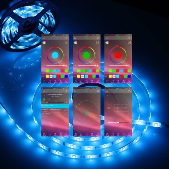 Bluetooth LED Strip 10M Waterproof LED Strips Lights Music Sync Color Changing RGB 12V 5050 Cuttable Sticky LED Lights with Remote&App Control Lights for Bedroom Outdoor Party TV Kitchen Kit(2×5m) - Image 4