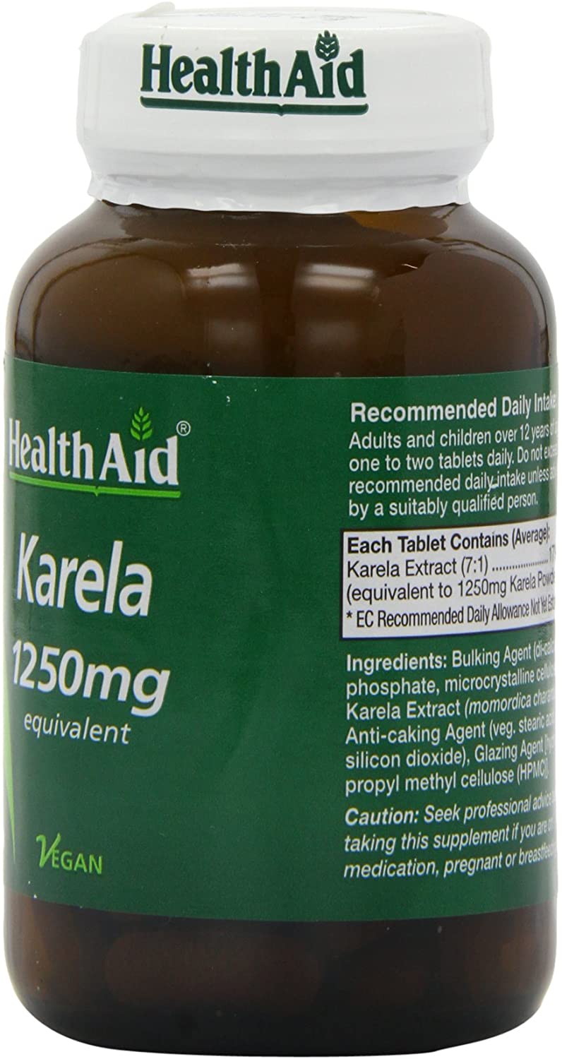 HealthAid Karela Extract 1250mg 60 Tablets, White, 60 count (Pack of 1) - Image 2