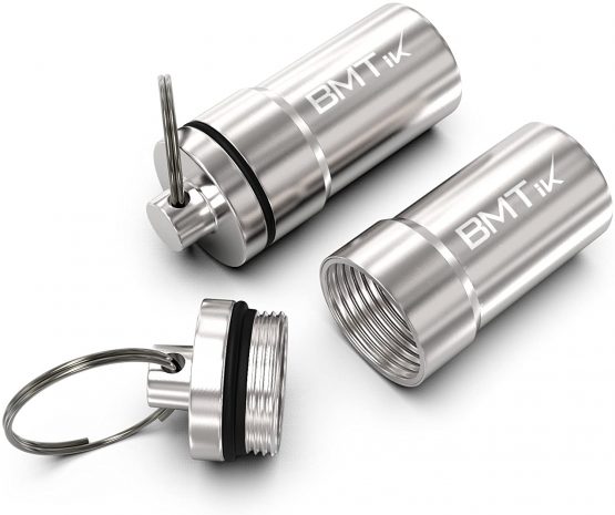 BMTick Smell-Proof Portable Mini Ashtray Capsule (Large Size, Silver) (Odourless) 2 Pack!