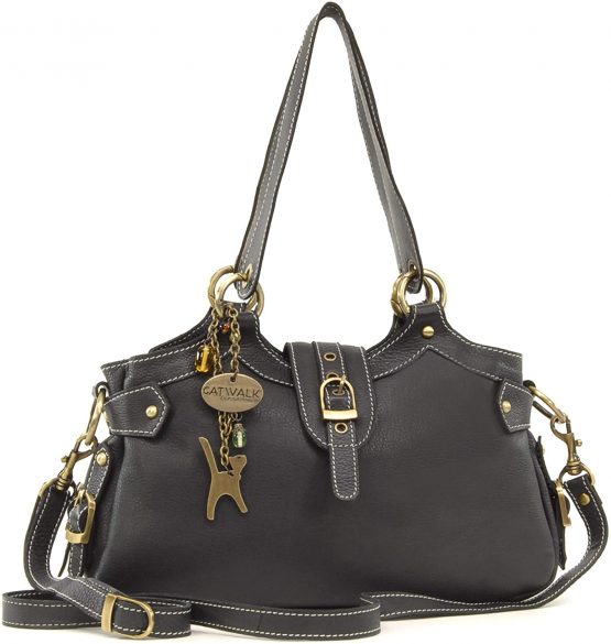 Catwalk Collection Handbags - Women's Leather Top Handle/Shoulder Bag/Cross Body With Extra Detachable Adjustable Strap - NICOLE