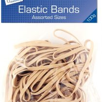 Just Stationery Assorted Size Original Elastic Band, Brown