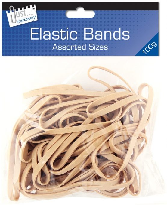 Just Stationery Assorted Size Original Elastic Band, Brown