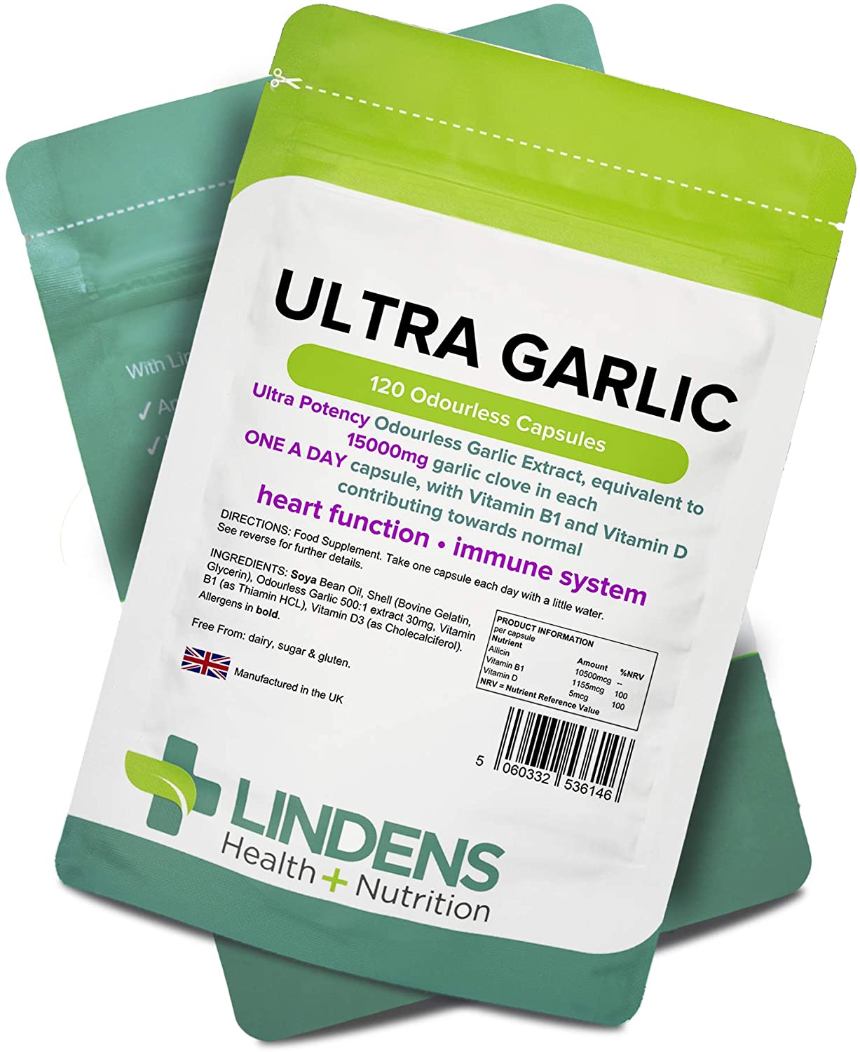 Lindens Ultra Garlic 15000mg Odourless Capsules 120 Pack, UK Made - Image 4