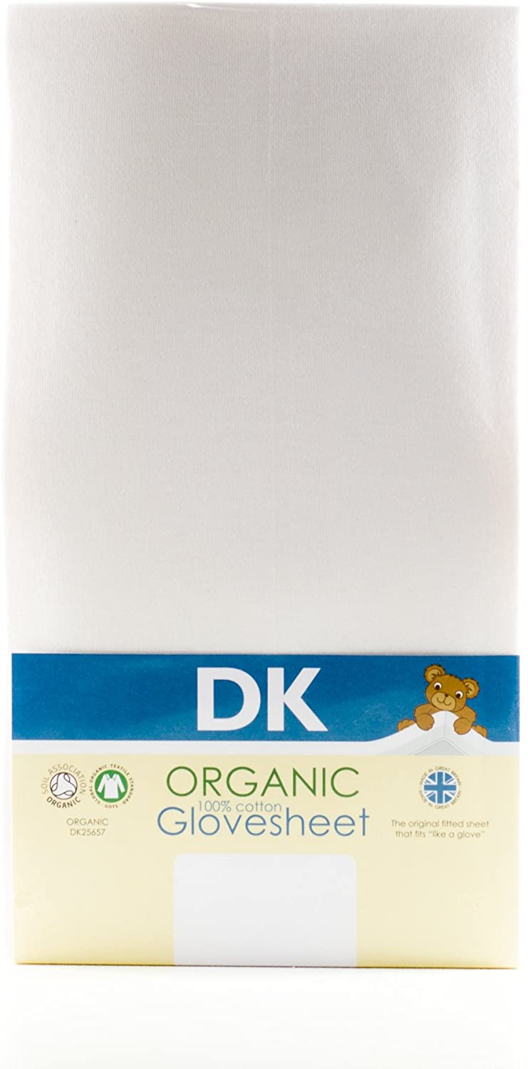 DK Glovesheets 122x69cm 100% Organic Cotton Fitted Sheet for Stokke Sleepi for Newborn and Above (White), 122x69 cm (1er Pack)