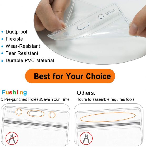 100 Pcs Clear Plastic Horizontal Name Tag Badge ID Card Holders - Image 2