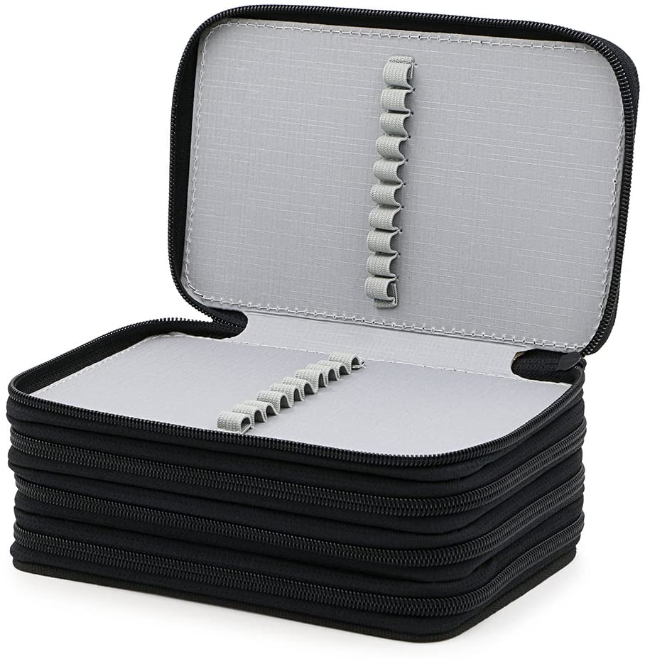 IGNPION Large Multi-Layer School Pencil Case for 72 Colored Pencils, Black - Image 3