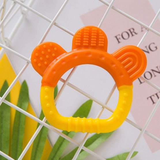 PREMYO Teething Toy for Baby Teether Silicone - Soothes Sore Gum Pain - Easy to Grab BPA Free Yellow Orange - Image 2