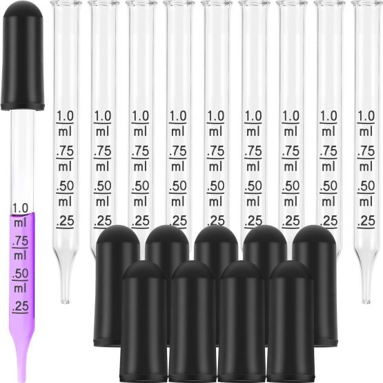 Glass Liquid Droppers, 1 ml Essential Oil Dropper Pipette Calibrated Glass Stain Dropper for Essential Oil Makeup Art Liquid Plant with Kraft Boxes (20) - Image 3