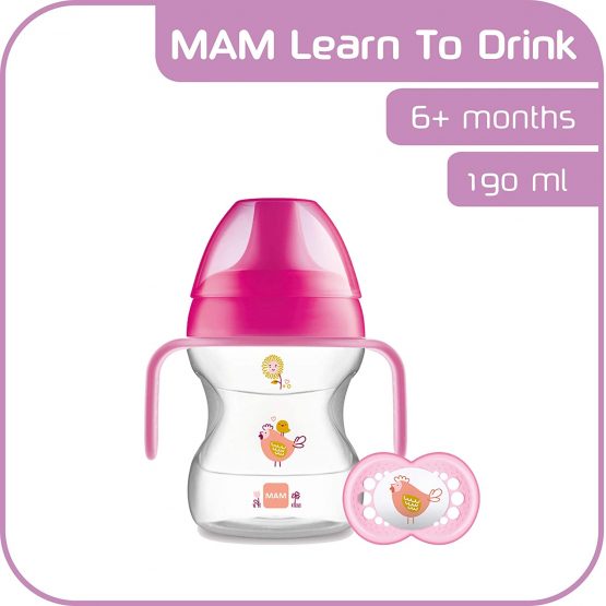 MAM Learn to Drink Cup, Bottle Handles and Soother, 6+ Months Baby Cup with Removable Handles, Baby Feeding Accessories, 190 ml, Pink (Designs May Vary) - Image 4